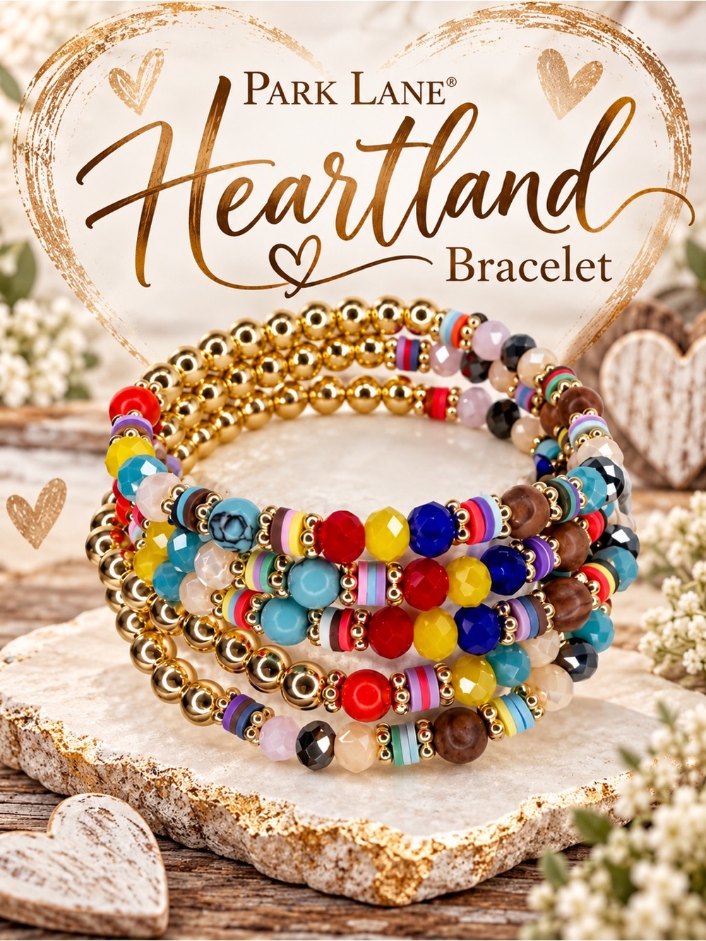 Park Lane Women’s Heartland Bracelet Multicolor Gold Beaded Stretch Bracelet